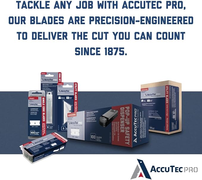 AccuTec Pro 7-in-1 Utility Knife 1 Blade - Multi-Purpose Tool - Folding Screwdriver, 1/4 Inch Bit Holder, Can/Bottle Opener, Inch/Metric Ruler, Phillips/Slotted Bit - APTL-8007