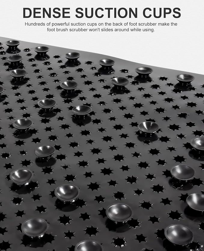 OTHWAY Non Slip Grassy Bathtub Mat : 25.6X13.4 inches Sturdy But Soft Bath Mat_Quick Drain Shower Floor Mat with Soft Bristles for Scrubbing Feet (Black)