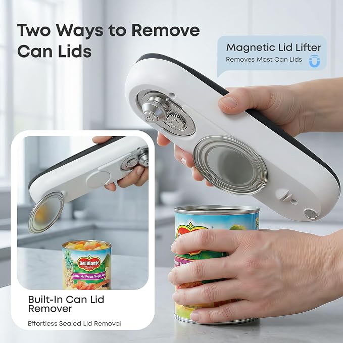 Electric Can Opener, Rechargeable Automatic Can Opener with Smooth Edge for Seniors & Arthritis Hands, One-Touch Hands-Free with Auto Stop, Fits Most Can Sizes for Kitchen Use