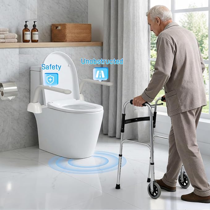Toilet Safety Rails for Seniors,Easy Installation & Sturdy Handicap Toilet Safety Frame,Seat Handles for Elderly Disabled or Mobility Issues