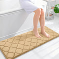 OLANLY Memory Foam Bath Mat Rug 47x17, Ultra Soft and Absorbent Bathroom Rugs, Non-Slip, Comfortable, Machine Washable Bath Carpet for Bathroom Floor, Tub, Shower and Home Decor Accessories, Beige