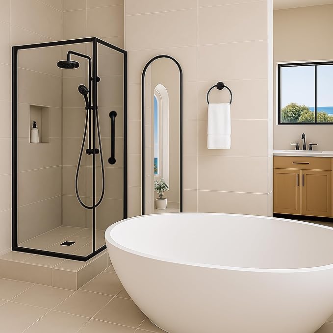 Westbrass GB36-MB 36" x 1.5" Stainless Steel Grab Bar with Flanges and Screws – ADA Compliant, Matte Black