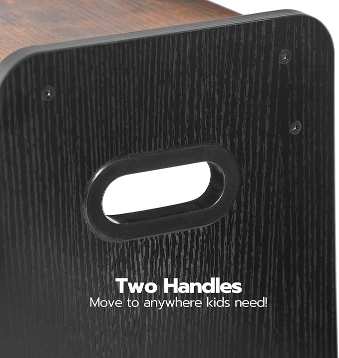 HOOBRO Step Stool for Kids, Two Step Toddler's Stool, Kids Potty Training Stool with Handles, Non-Slip Pads for Safety, Easy to Move, for Sink, Bathroom, Bedroom, Rustic Brown BF01JD01G3