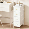 Fixwal Narrow Storage Cabinet, Narrow Nightstand Dresser with 4 Drawers, Slim Fabric Dresser Storage Tower for Small Spaces, White Dresser, for Bedroom, Bathroom, Laundry, Closet