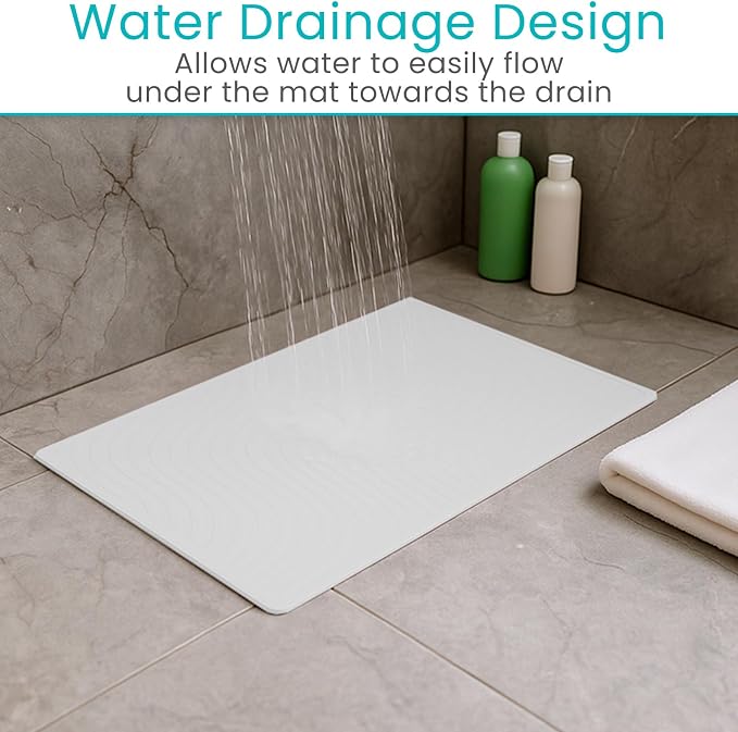 Vive Non-Slip Bath Mat with Suction Cups - 28" x 16" Extra Large Rubber Mat for Safety & Comfort - Patented Grip Prevents Slips and Falls for Kids, Elderly, Men, Women - XL Non Skid Shower & Tub Cover