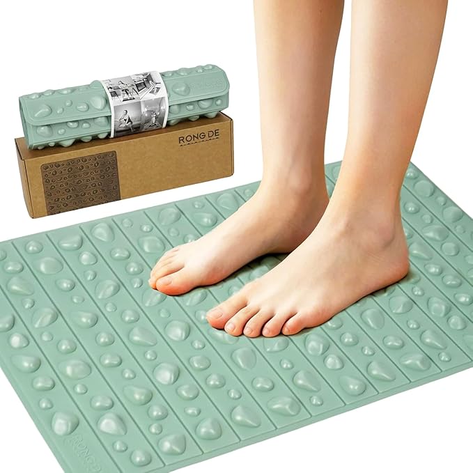 Portable Feet Acupressure Mat, Foldable Foot Massager Mat, Pressure Point Massage Pad, Anti Fatigue Office Standing Desk Stand up Pad, Relieve Foot Pain (27.6"x16.7")