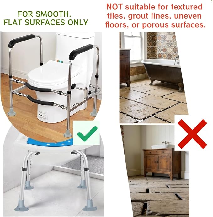Replacement Feet for Shower Chair, 4 Pack Non-Slip TPR Suction Cup Feet for 1" Pipe (Actual I.D. ~24mm), 3.6" Base - for Smooth & Flat Surfaces Only - Please Measure Your Chair Legs Before Purchase