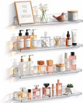 Lifewit Floating Shelves for Bathroom, Acrylic Display Shelf Wall Mounted for Makeup, Skincare, Nail Polish, Book, 14" Perfume Organizer for Bedroom, Living Room, Nursery, Home Decor, Clear, 4 Pack
