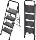 KINGRACK 4 Step Ladder,Folding Step Stool with Handrail, Anti-Slip Wide Pedals, Safe-Lock Design, Pass 800lbs Load Testing, Foldablel Step Stool for Home, Kitchen, Black