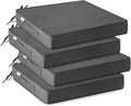 IPYNBAP Outdoor Chair Cushions Set of 4 -Waterproof Outdoor Seat Cushions for Patio Furniture, Patio Chair Cushion with Handle and Ties, Out Door Chair Pads,19x19x3-Square, Darkgrey