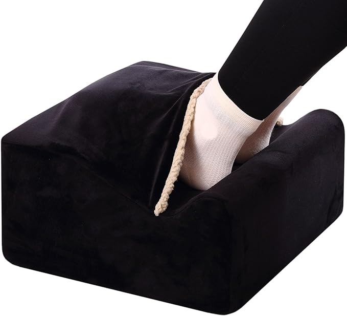 Foot Rest for Under Desk at Work, Office Footrest with Warm Feet Pocket,Ergonomic Under Desk Footrest with Washable Cover, Stool for Office Chair & Back &Pain Relief (Black+)