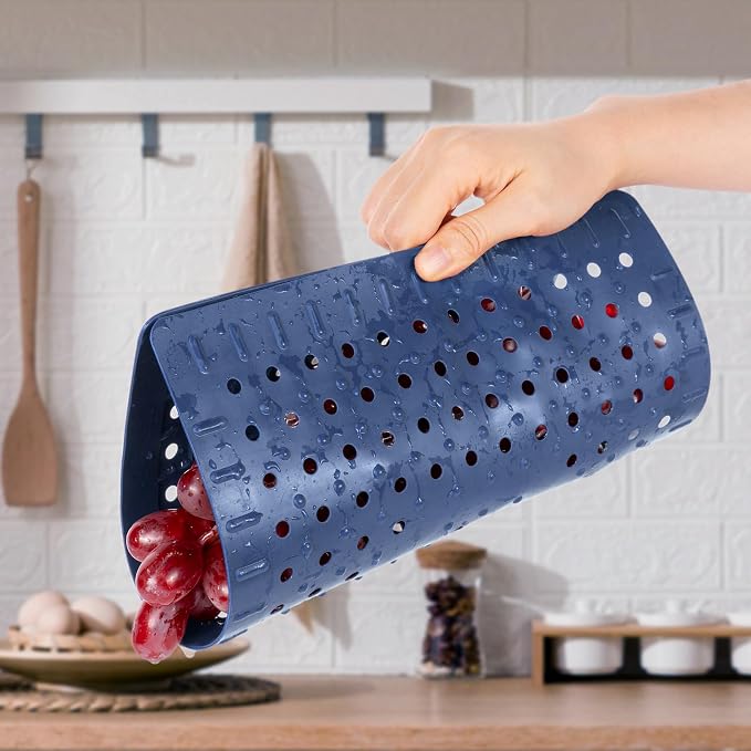 WILLKOMMEN Kitchen Sink Mat, 12" x 10" Dish Drying Mat, Rectangular Sink Protector Mats for Bottom of Kitchen Sink, Fast Draining Sink Mats Grid, 2 Pack Dark Blue
