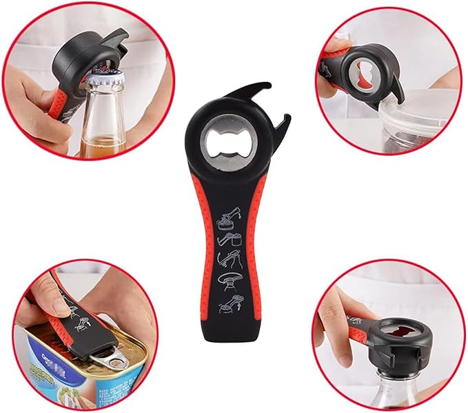 Bottle Opener for Arthritic Hand,Jar Opener for Old People, Children, Women, Those with Weak Hands,Multifunctional Kitchen Gadgets (02-Black)