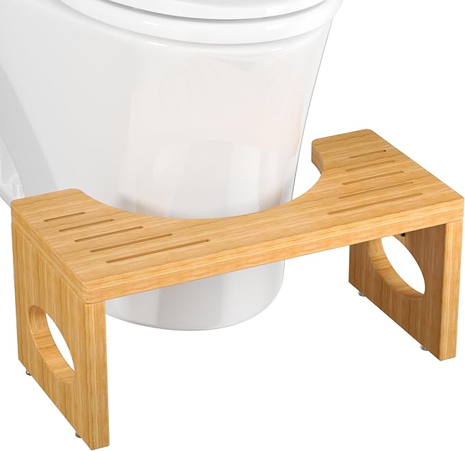 ROMGUAR CRAFT 7 Inch Bamboo Toilet Stool, Foldable Poop Stool, Bathroom Step Stool Squat (Natural)
