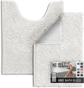 Hearth & Harbor Bathroom Rugs, Chenille Bath Mat - Machine Washable Bath Mats for Bathroom Non-Slip Backing Rubber, Quick Dry Bathroom Mat - White 17x24-20x24