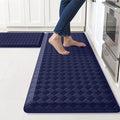 TranquilRelax 4/5 Inch Thick Anti-Fatigue Kitchen Mats 2Pcs, Cushioned Non-Slip Waterproof Sink & Stove Floor Mats, Comfortable Standing Rug Set for Kitchen, Laundry & Entryway, Blue