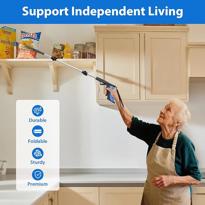 Grabber Reacher Tool 36 Inch, Foldable Grabber with Anti-Slip 360° Rotating Jaw, Magnetic Tip for Seniors, Heavy Duty Reacher Grabber Pickup Tool for Elderly After Surgery Recovery