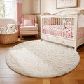 Ophanie Round Rug 4Ft Ivory Circle Area Rugs, Fluffy Fuzzy Small Bedroom Carpet 4 foot, Plush Shag Floor Cream Living Room Christmas Circular Aesthetic Decor for Kids Teen Boys Baby, Nursery,Classroom