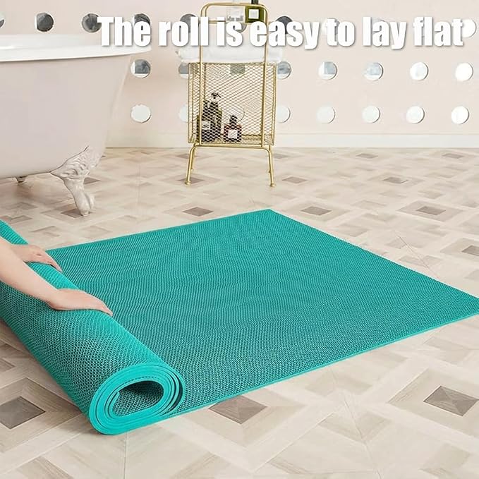 Anti Slip Drainage Mat, 4FT x 40FT Non Slip PVC Commercial Hollow Floor Rug Bathroom Shower Heavy Duty Rubber Matting for Indoor Outdoor Pool Restaurant Sauna Room, Green