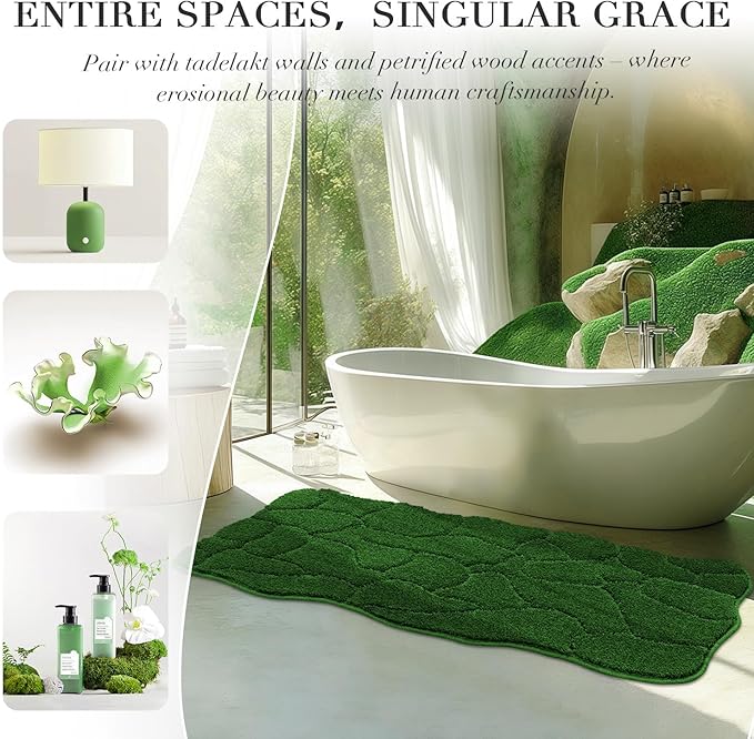 BSICPRO Large Bathroom Rugs Runner, 24x59 Inches Long Bath Mats for Bath Non Slip, Soft Absorbent and Quick Dry Microfiber Bath Rugs for Bathroom, Machine Washable (Forest Green)