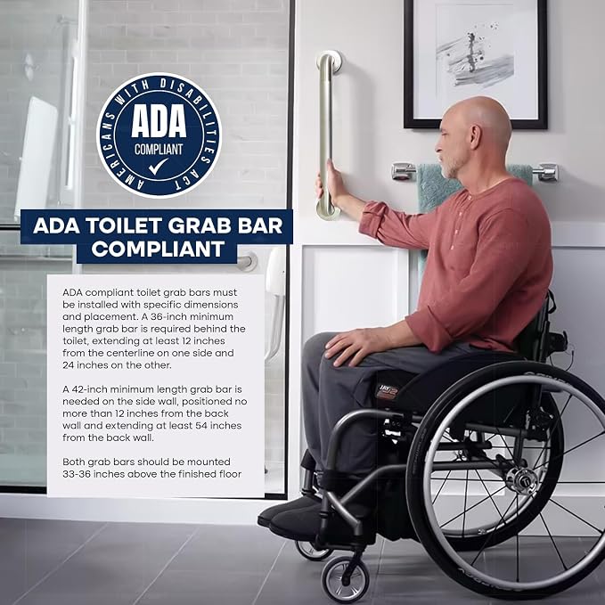 Highcraft Grab Bar for Bathtubs and Showers, Anti Slip Shower Grab Bars for Seniors and Elderly, Safety Bar for Bathroom 24" x 1.5" ADA Compliant Grab Bar, Heavy Duty Stainless Steel Shower Handle