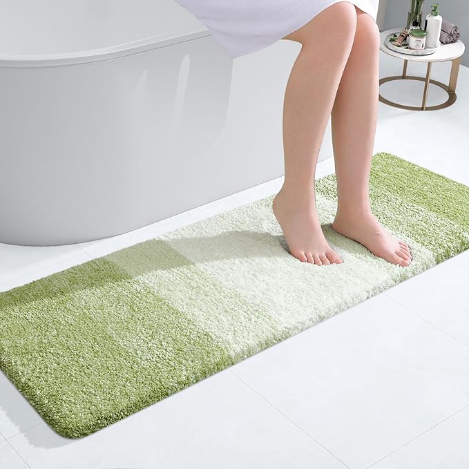 OLANLY Bathroom Runner Rugs Mat 47x17, Extra Soft Absorbent Microfiber Bath Rugs, Rubber Backing, Quick Dry, Long Bath Mats for Bathroom, Tub and Shower, Home Decor Accessories, Mustard Yellow
