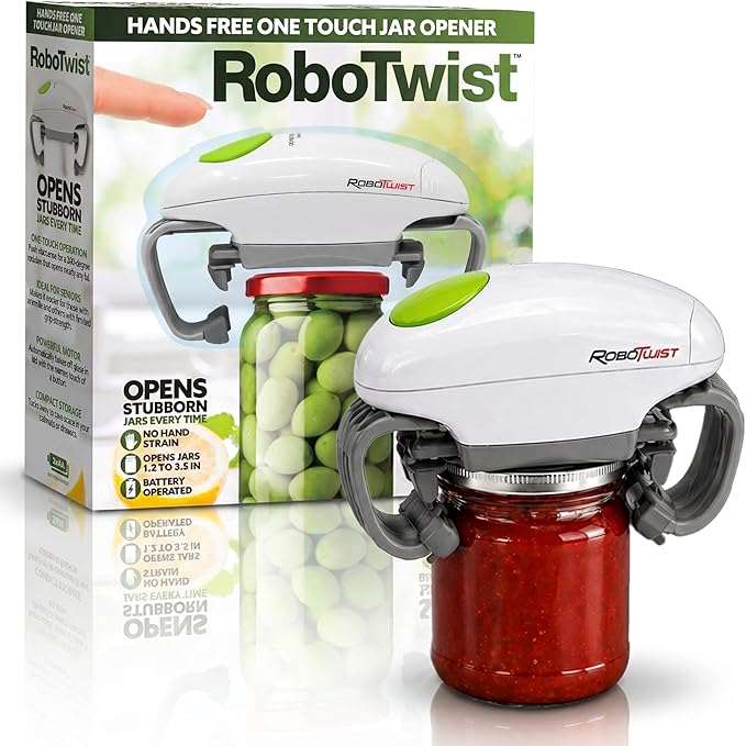 Robotwist Automatic Jar Opener, Deluxe Model with Improved Torque, Robo Twist Kitchen Gadgets for Home, Electric Handsfree Easy Jar Opener – Works on All Jar Sizes, As Seen on TV
