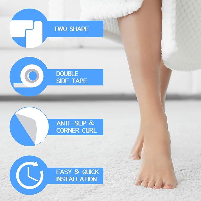 Boao 32 Pieces Rug Carpet Anti-Slip Corner Grippers Carpet Protector Sticky Washable Gripper Pads Non-Slip Grip Mat Rug for Hardwood Floors and Tile, Black