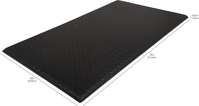 Amazon Basics Anti-Fatigue Standing Mat, Non-Slip, Cushioned, Stain Resistant Comfort Mat for Home, Office and Standing Desk, 20" x 36" x 0.6", Geometric, Black, 5-Pack
