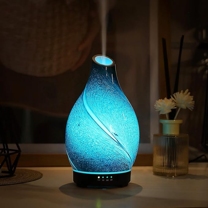 INRORANS Star River Aromatherapy Diffuser - 160ml Ultrasonic Essential Oil Diffuser with 7-Color LED Night Light, Cool Mist Humidifier, Intermittent Mode & Auto Shut-Off for Home, Gift