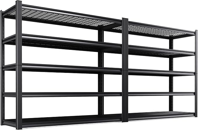 2-Pack Heavy Duty Garage Shelving for Large Storage & Whole Garage Organization, 72"H x 59"W x 20"D Adjustable 5-Tier All Metal Wire Shelf for Tools, Storage Bins,Bulk Items,Warehouse&Workshop