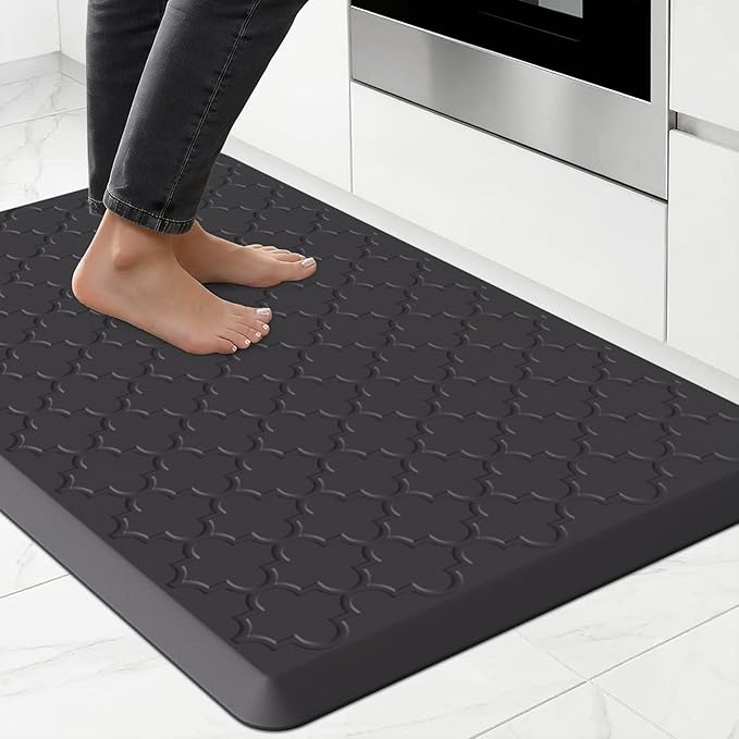 Kitchen Mat Cushioned Anti Fatigue for Floor, Non-Slip Waterproof Comfort Rug for Kitchen Sink, Standing Desk & Laundry, 20"x30", Black