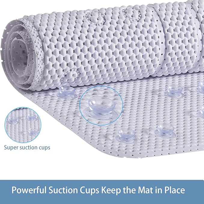 Webos Soft Bathtub Mat Non Slip: Memory Foam Shower Mat with Suction Cups for Bathroom Inside Tub 40X16Inch (White)