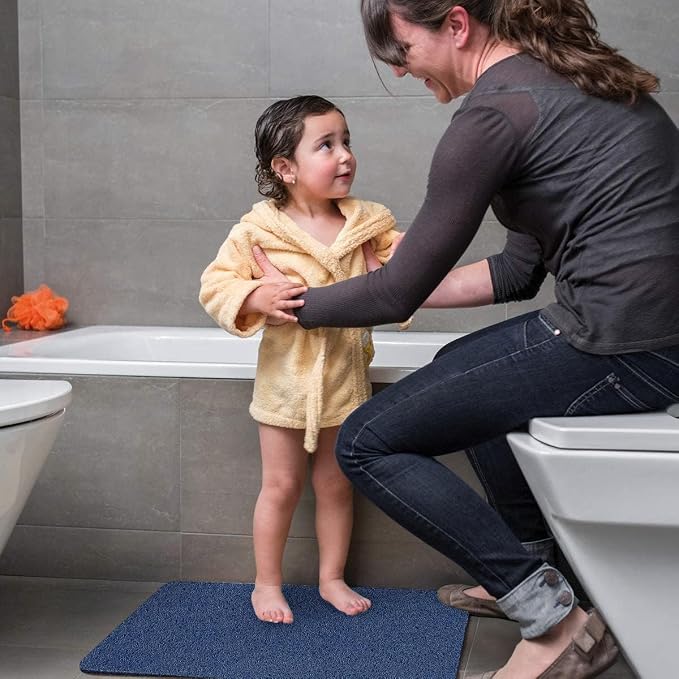 godehone Shower Mats Non Slip Without Suction Cups, PVC Loofah Bathroom Mats, Loofah Mats for Shower and Bathroom, Quick Drying, 23.6× 34.6 Inch, Blue