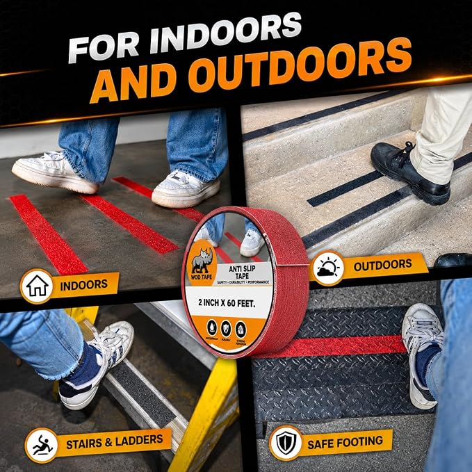 WOD Heavy Duty Anti Slip Tape Dark Blue - 6 inch x 60 ft. Non Skid Treads Weather Proof Indoor/Outdoor Traction Tape for No Slip Stairs ASTC32