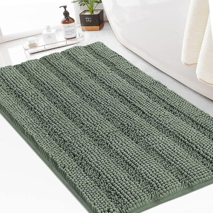 Turquoize Chenille Bath Rugs Shaggy Bathroom Rugs Non Slip Bath Rugs for Bathroom 24 x 36 Green Bay Bath Rug Extra Soft and Absorbent Area Rug, 24"x 36", Green Bay