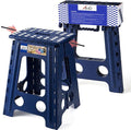 ACKO Folding Step Stool Foldable 17.5 Inch 400 lbs Capacity, Plastic Stools for Adults and Kids, Collapsible Stools for Kitchen, Stepping Stool with Handle(Royal Blue)