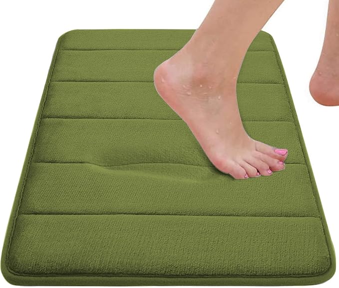 Sage Green Bathroom Rugs Sets 3 Piece Memory Foam Non Slip Bath Mats for Bathroom Floor and U-Shaped Contour Toilet Rug, Soft Washable Bathrom Sets Mats and Rugs Sets for Toilet Shower Sink