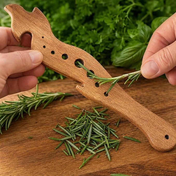 Oven Rack Puller and Pusher Tool, 3-in-1 Wooden Multi-Functional Kitchen Gadget with Herb Stripper & Bottle Opener, Pull Out Hot Racks Safely, for Toaster Ovens, Air Fryers, Baking