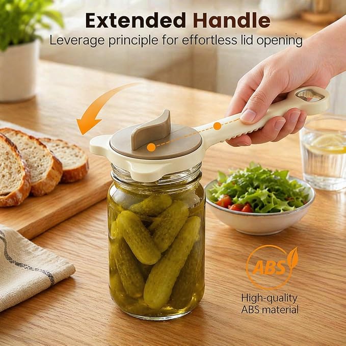 4-in-1 Multi-Purpose Jar Opener – Upgraded Adjustable Three-Claw Bottle Opener with Non-Slip Teeth, Multi-Size Lid Tool for Jars, Cans, Wine Bottles – Essential Kitchen Helper(Purple)