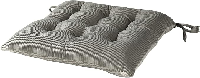 HLOVME Corduroy Chair Cushion with Ties Ultra Soft Warm Floor Cushion for Kids Reading Nook Comfortable Square Seat Cushion for Adult 15.7”x15.7” Set of 2, Grey