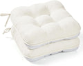 BETU White Chair Cushions for Dining Chairs Set of 2,3.5" Thick Kitchen Table Chair Pads with Ties,Non Slip Backing and Covers, Seat Cushion for Dining Room,Bar,Patio Chairs,15.5"X15.5"X3.5",White