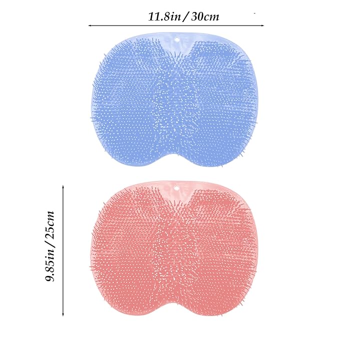 Shower Foot and Back Scrubber Mat,Wall Mounted Shower Foot Scrubber with Suction Cups,Exfoliating Silicone Massage Foot Cleaner for Shower(2pcs)