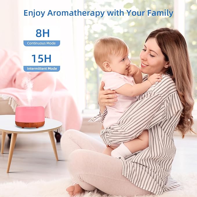 SPLITSKY 300ML Essential Oil Diffuser,Small Room Aromatherapy Diffuser, Quiet 8H Operation, 7-Color LED Light, 4 Timer, Remote Control, Auto-Off, for Bedroom, Living Room, Kitchen, Yoga, Gifts