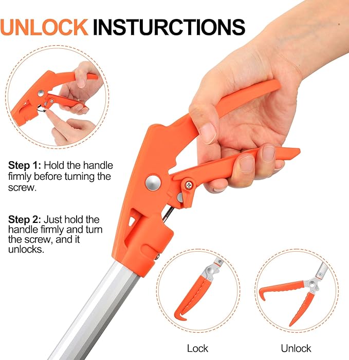 Kalkal 79" Snake Grabber Tool, Professional Aluminum Alloy Telescopic Rattle Snake Tongs, Heavy Duty Reptile Grabber Snake Catcher Wide Jaw Pick-up Handling Tool with Lock