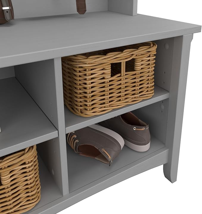 Bush Furniture Salinas Hall Tree with Shoe Storage Bench in Cape Cod Gray