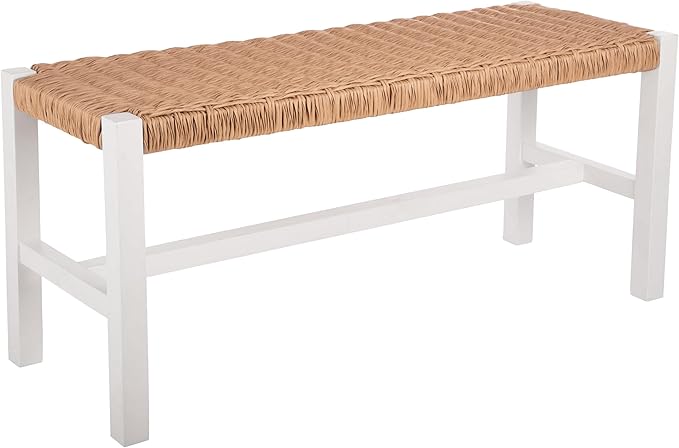 Alaterre Furniture Newport 40 Inch Solid Wood Entryway Bench - Modern Farmhouse Indoor Decorative Bench with Handcrafted Woven Rope Seat - Furniture for Entryway, Dining Room, or Kitchen (White)