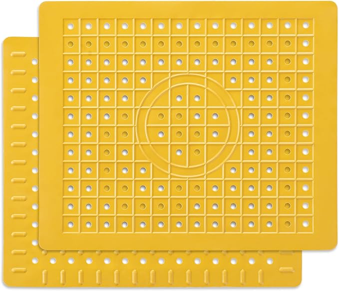 WILLKOMMEN Kitchen Sink Mat, 12" x 10" Rectangular Sink Protector Pad, Fast-Draining Grid Design Liner, Dish Drying Mat 2 Pack Yellow