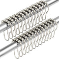 Amazer Shower Curtain Hooks, Decorative Rust Proof Stainless Steel Shower Curtain Hooks for Bathroom Shower Rods Set of 24, Polished Nickel