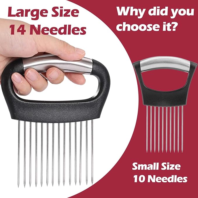 JAYVAR Large Onion Holder for Slicing, 304 Stainless Steel Large Onion Cutter Vegetable Chopper,Tomato Slicer for Potato, Practical Meat Tenderizer Tool, Kitchen Food Slicer Guide for Neat Slicing